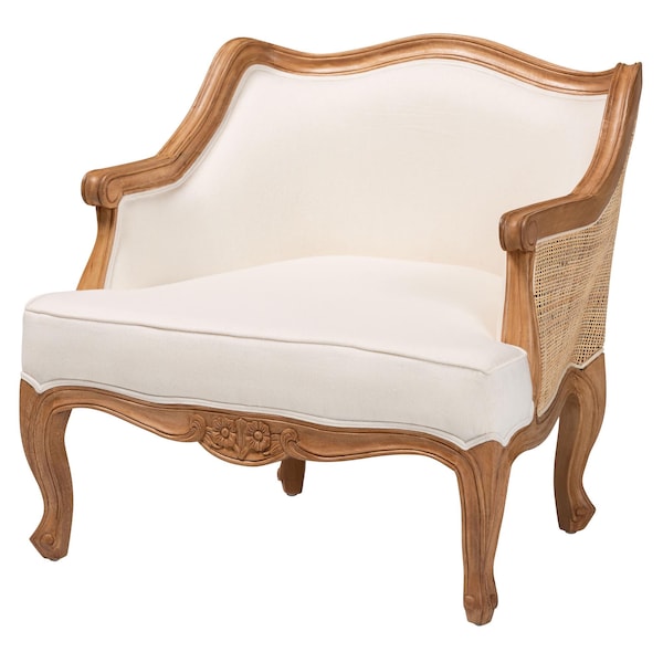 Bali & Pari Sylvestra Traditional Beige Fabric and Honey Oak Finished Wood Low Seat Accent Chair 238-13387-ZORO - main